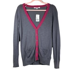 FOREVER 21 NWT Gray Pink Stripes Button Down Cardigan Medium